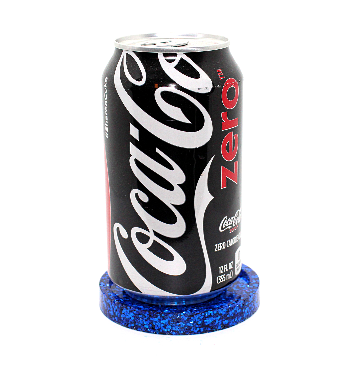royal blue round glitter coaster