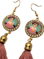 “Frida” Dusty Pink Tassel Earrings