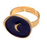 Navy & Gold Moon Ring