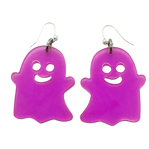 Translucent Purple Ghost Resin Halloween Earrings