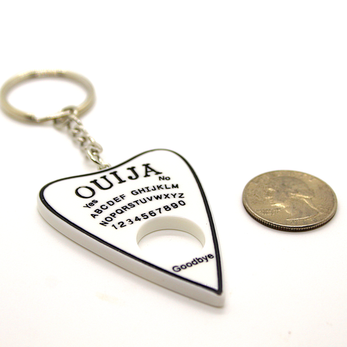 White Ouija Planchette Key Chain
