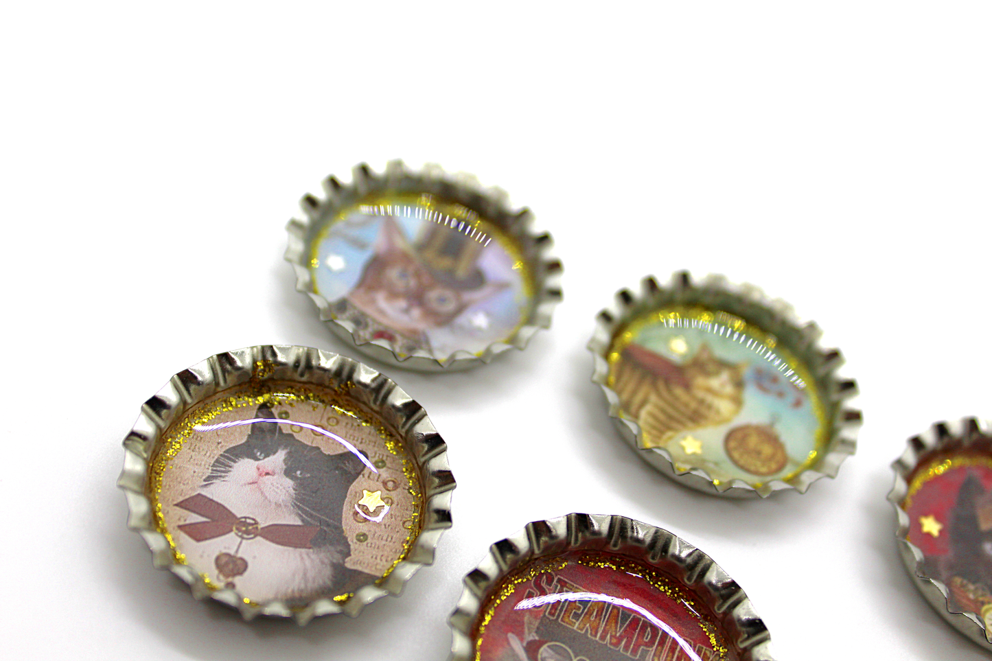 steampunk cats magnet set