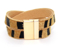animal print leather magnetic bracelet