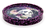 Gothic Skull & Roses Glitter Resin Coaster