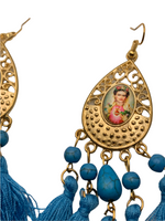 “Frida” Blue Tassel Earrings