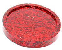 small red glitter coaster
