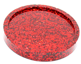 small red glitter coaster