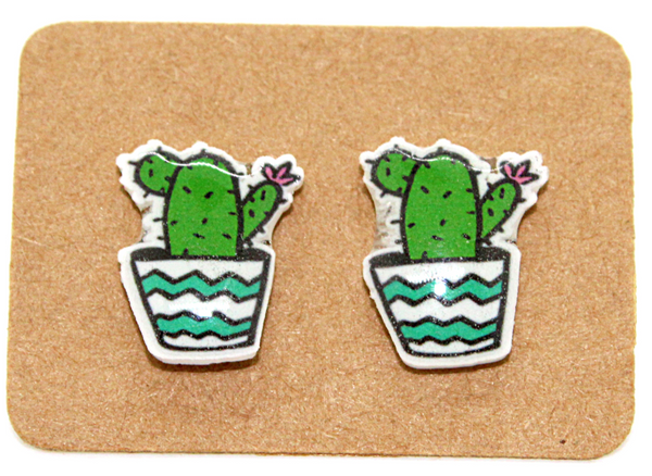 Mini Cactus Acrylic Earrings