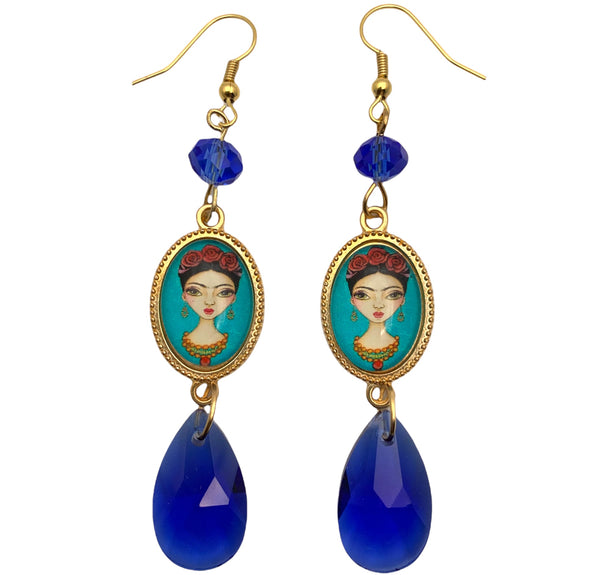 Blue “Frida” Teardrop Earrings