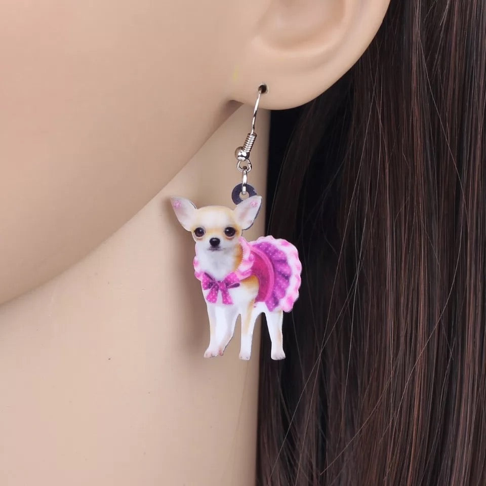 “Chihuahua in a Dress” Acrylic Earrings