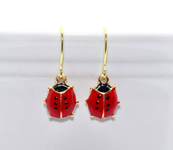 mini enamel ladybug charm earrings 