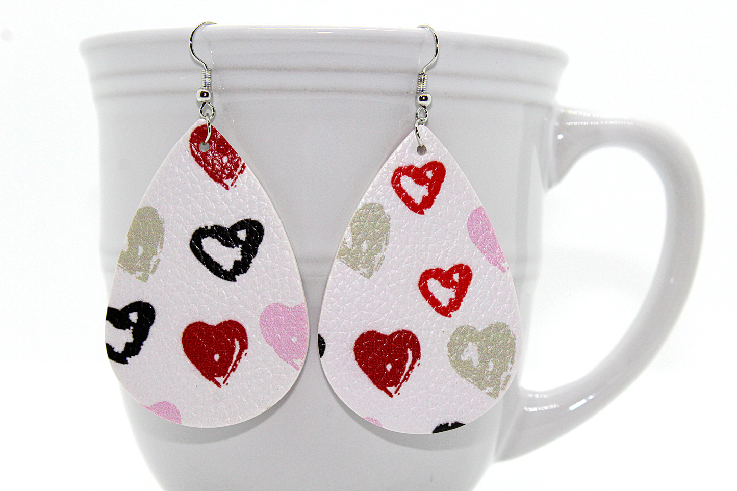 Heart Doodle Faux Leather Earrings