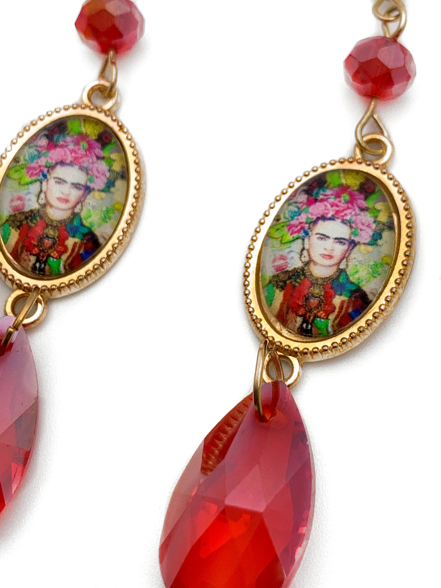 Red “Frida” Teardrop Earrings