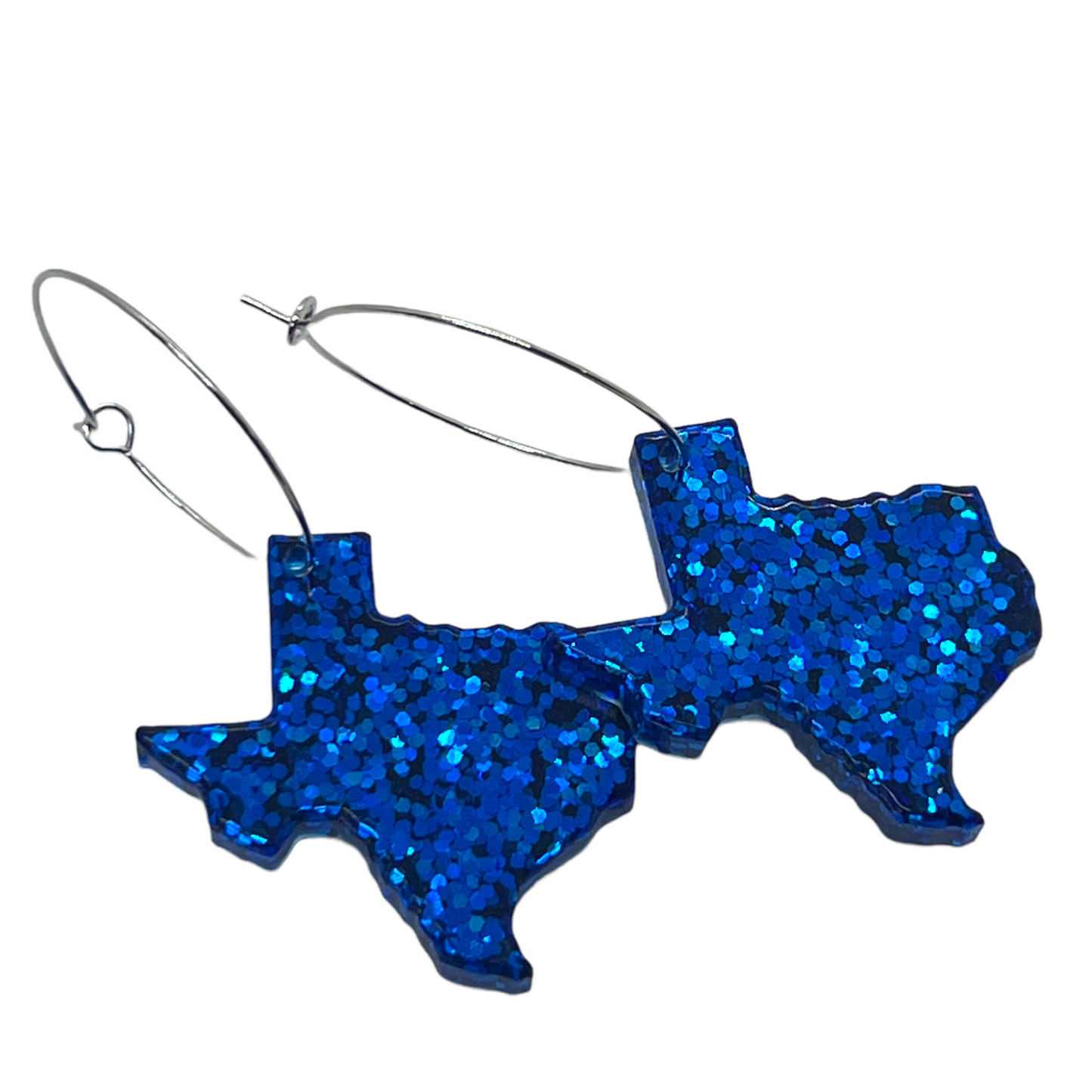 Texas Glitter Resin Earrings in “Royal Blue”