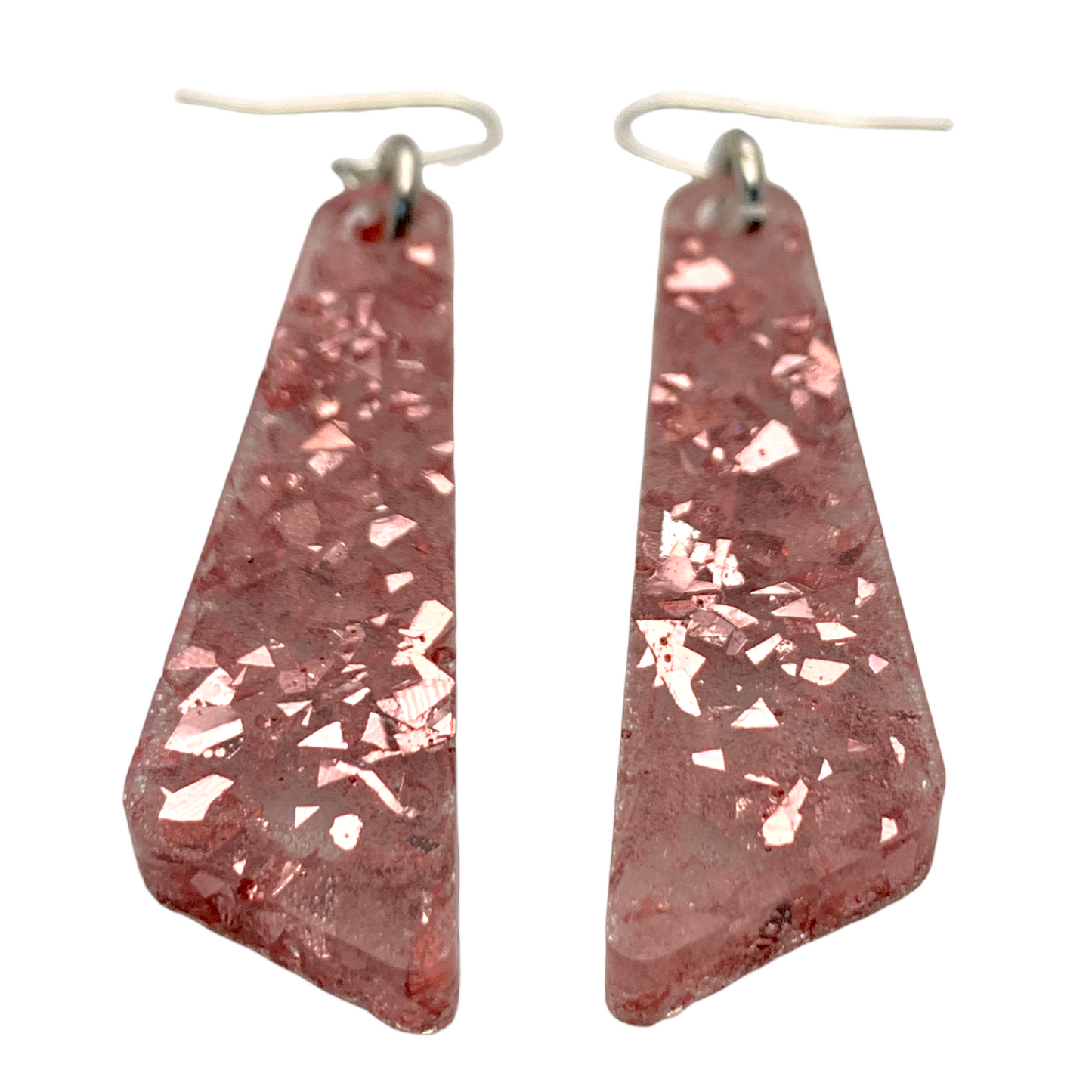 Medium Rose Gold Resin Dangle Earrings