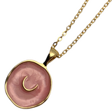 Pink & Gold Moon Necklace