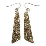 Small Vintage Gold Crushed Glass Resin Dangle Earrings