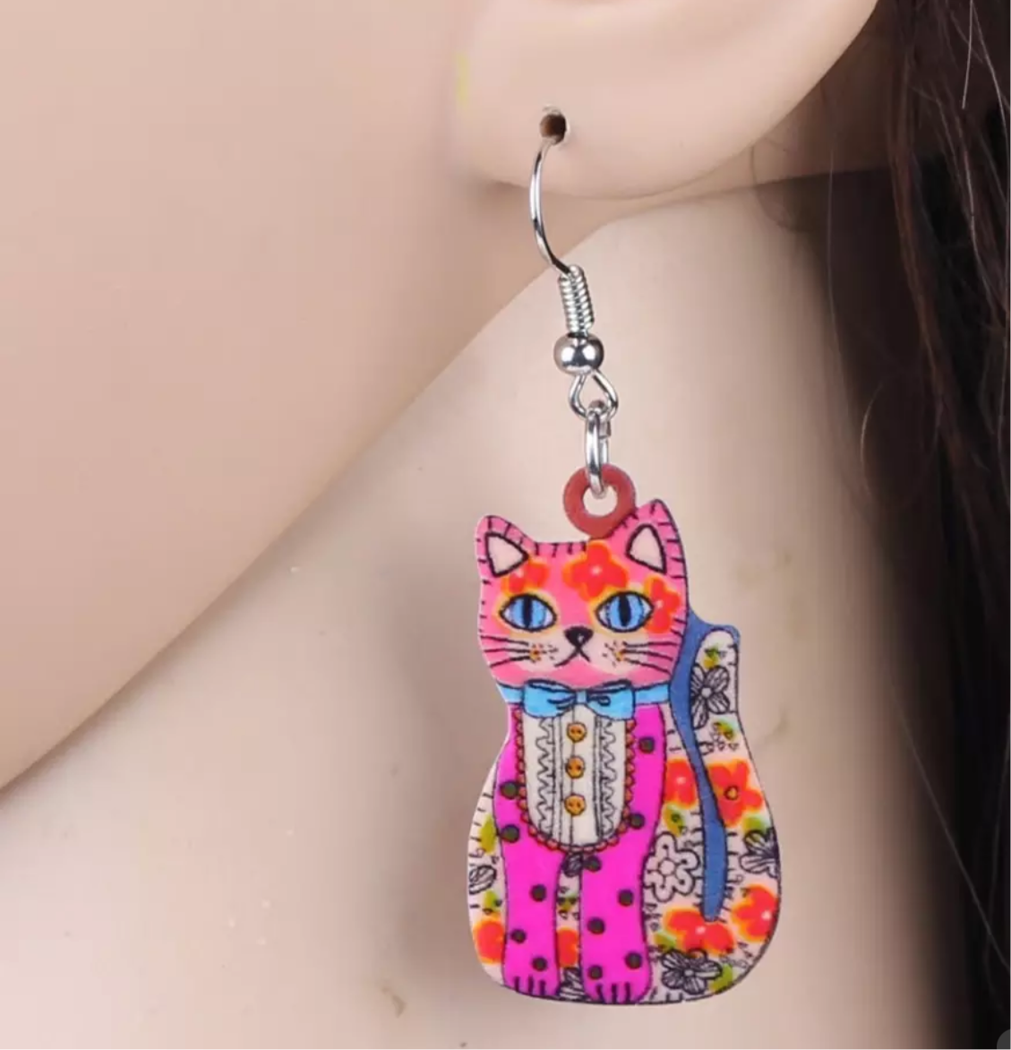 Colorful Cat Acrylic Earrings