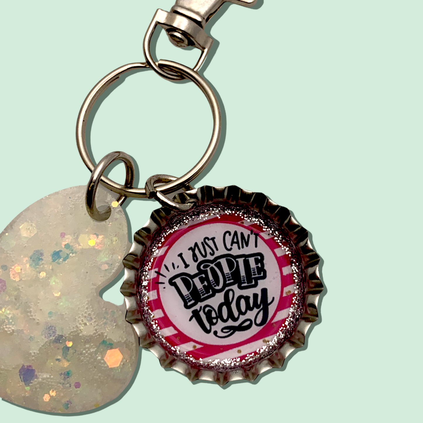 “I Just Can’t People Today” Bottle Cap Keychain