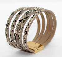 snake print leather magnetic bracelet