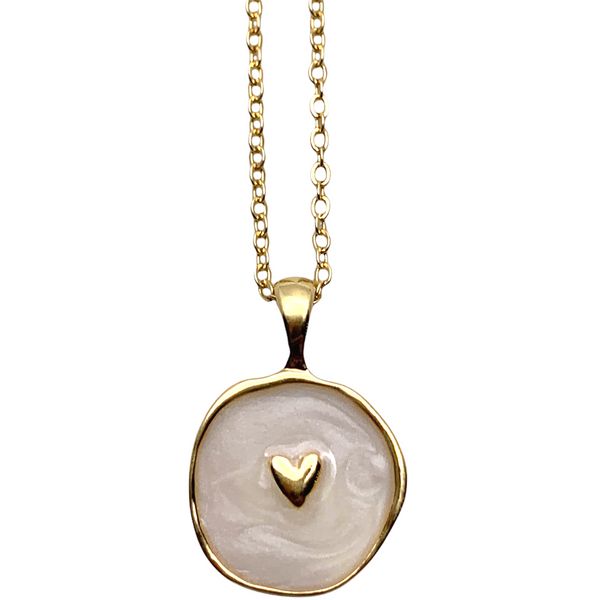 Ivory & Gold Heart Necklace