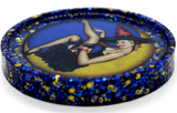 Retro Pinup Witch Glitter Resin Coaster