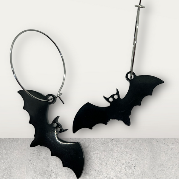Translucent Black Resin Bat  Earrings