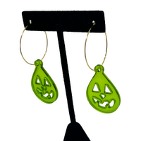 Green Jack o’lantern Resin Earrings