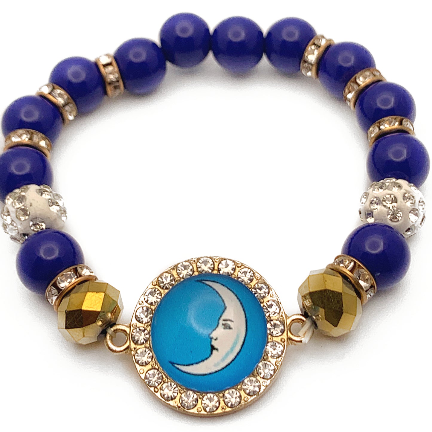 “La Luna” Blue Bead Stretch Bracelet