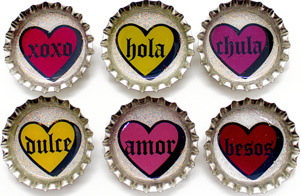 Spanish Words Heart Magnet Set