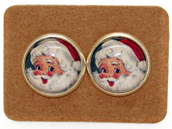 Vintage Santa 12mm Earrings