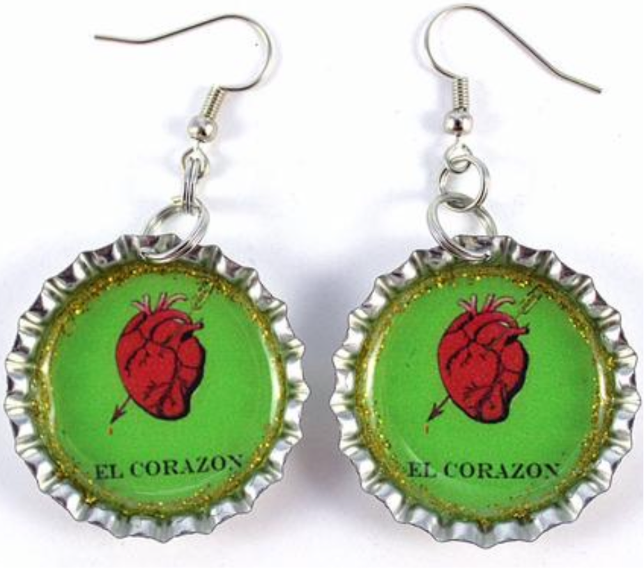 “El Corazon” Bottle Cap Earrings