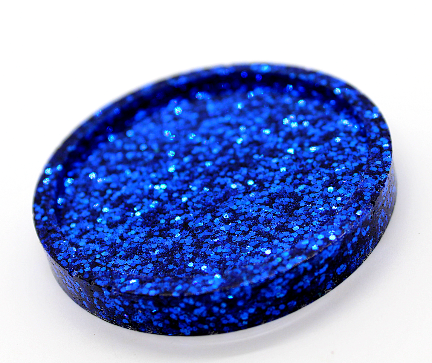 royal blue round glitter coaster