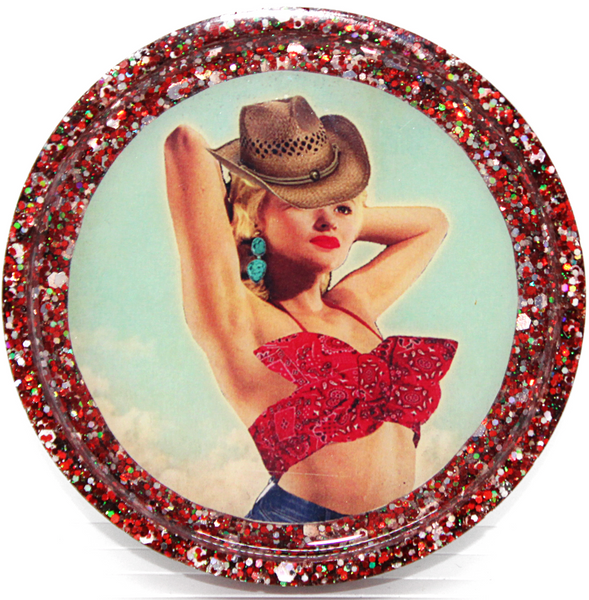 Sexy Cowgirl Glitter Resin Coaster