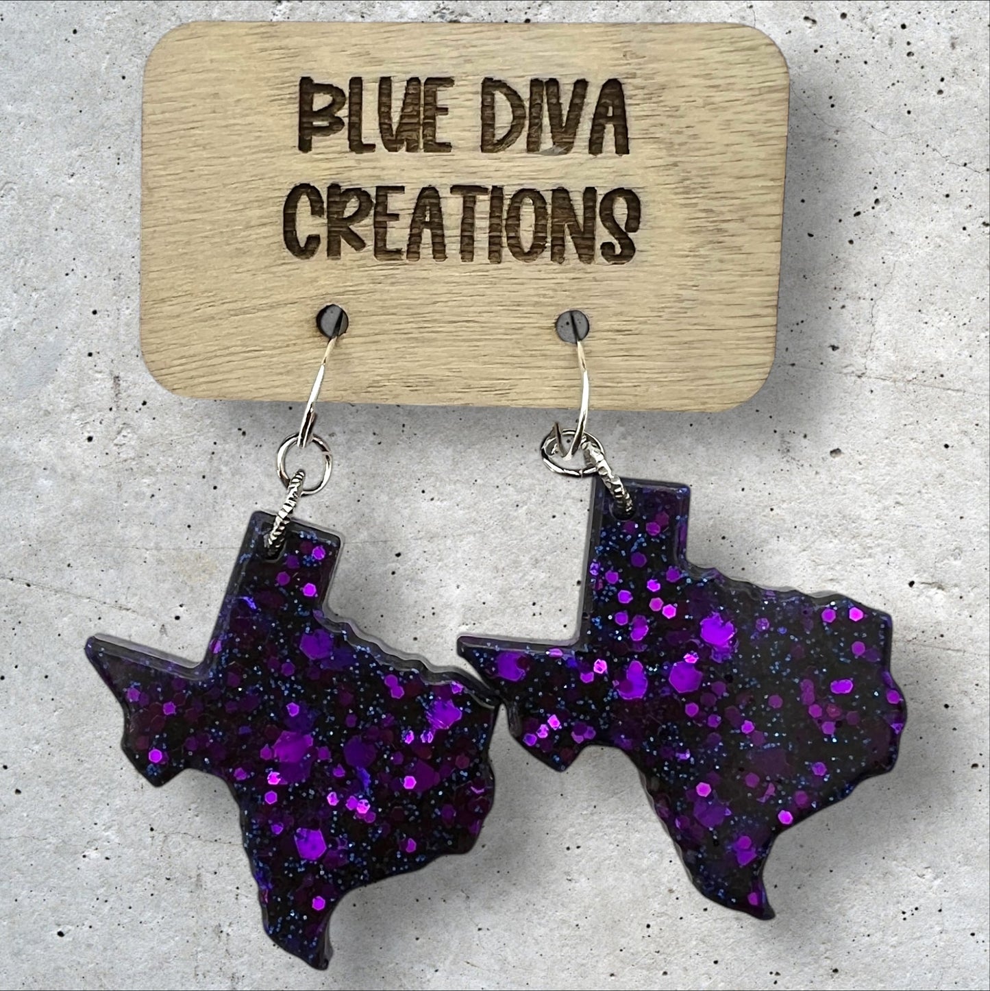 Purple Holographic Glitter Texas Earrings