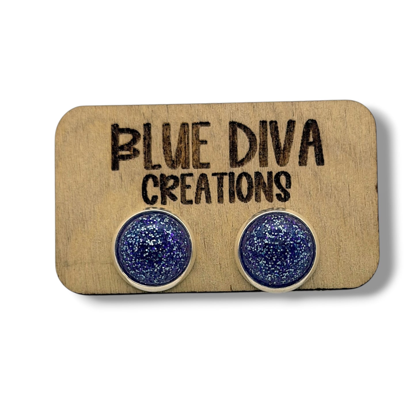 Blue & Purple Glitter Stud 12mmEarrings