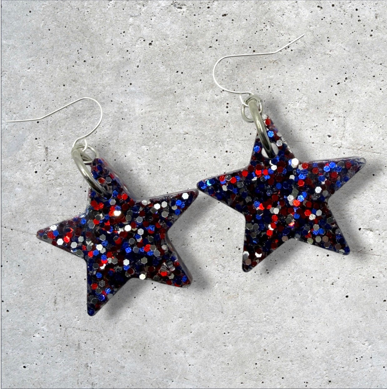Patriotic Glitter Star Earrings