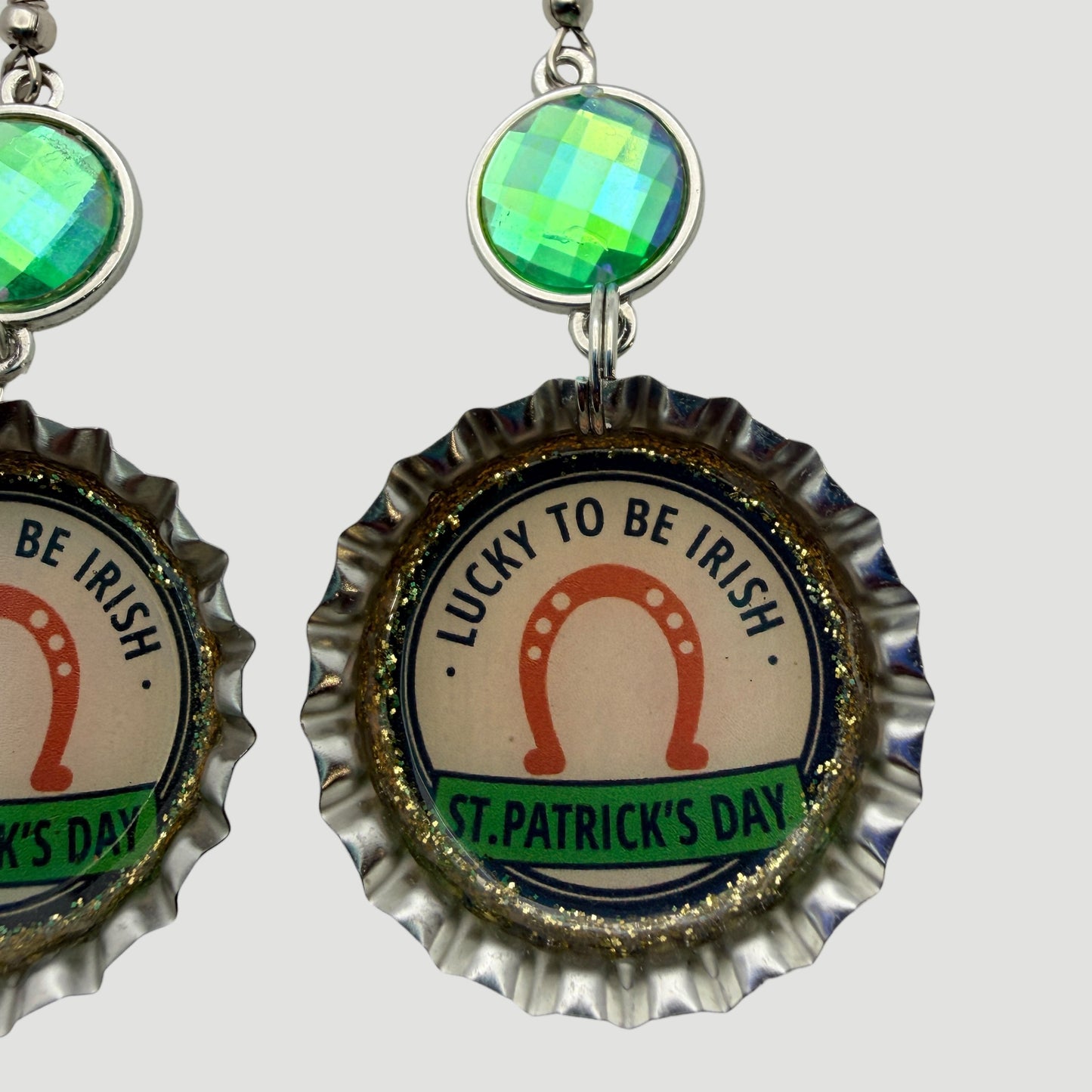Lucky To Be Irish St. Patrick’s Day Bottle Cap Earrings