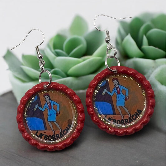 La Borracha Lotería Bottlecap Earrings