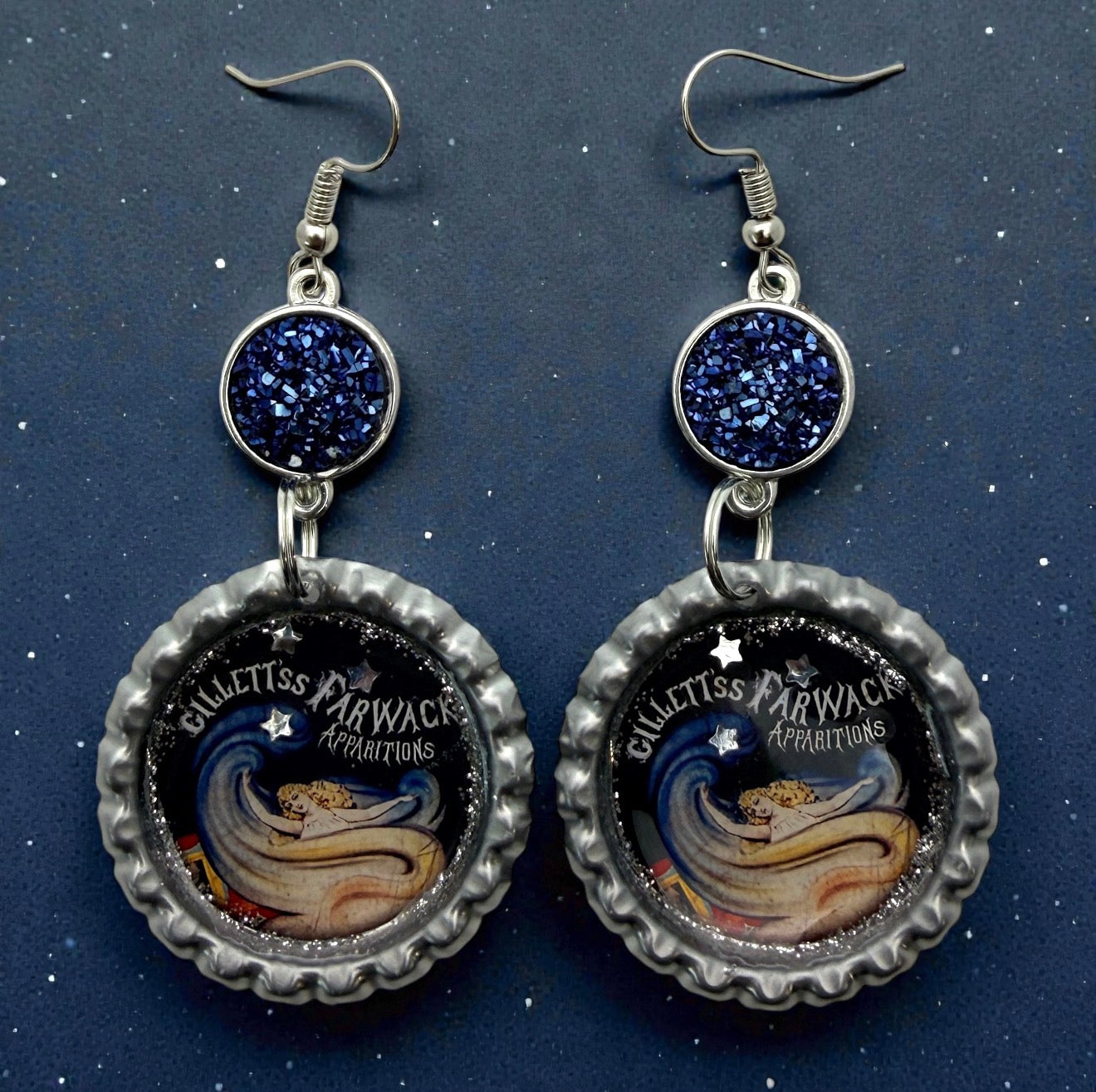 Gothic Circus Bottle Cap Earrings