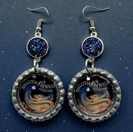 Gothic Circus Bottle Cap Earrings