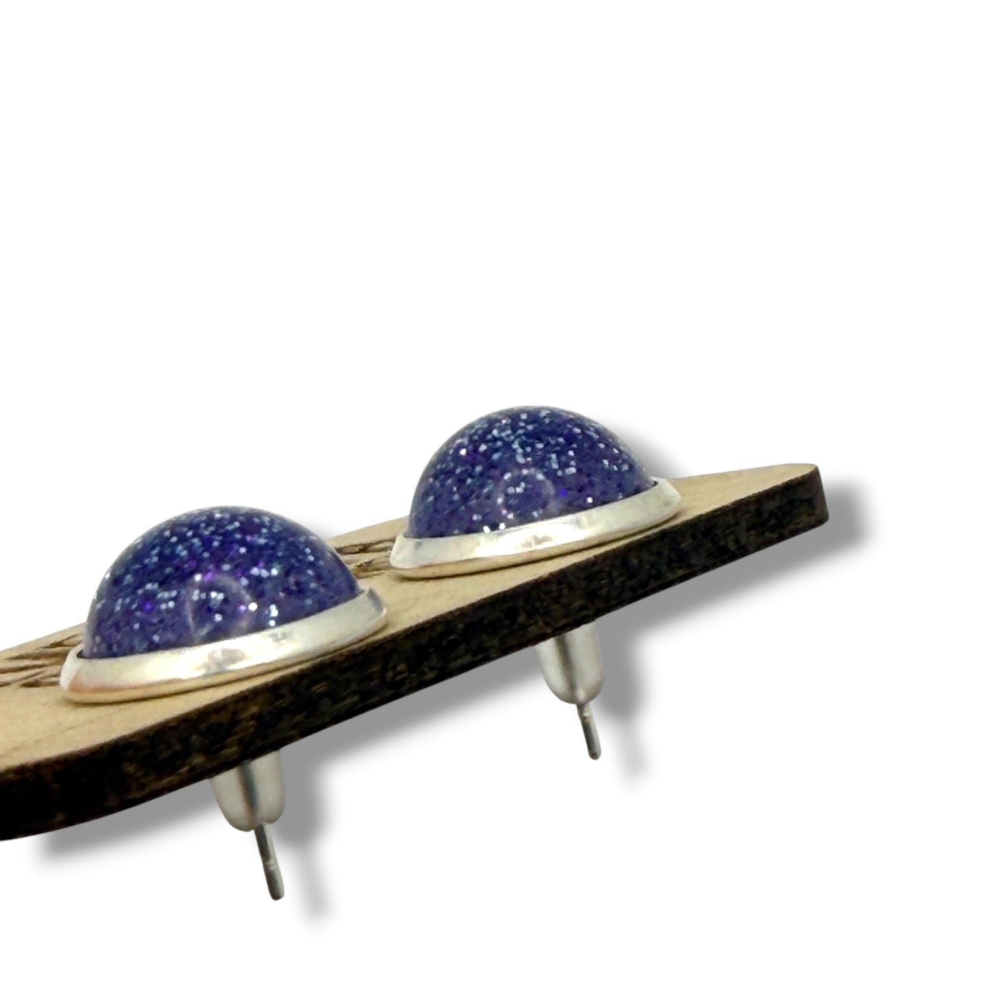 Blue & Purple Glitter Stud 12mmEarrings