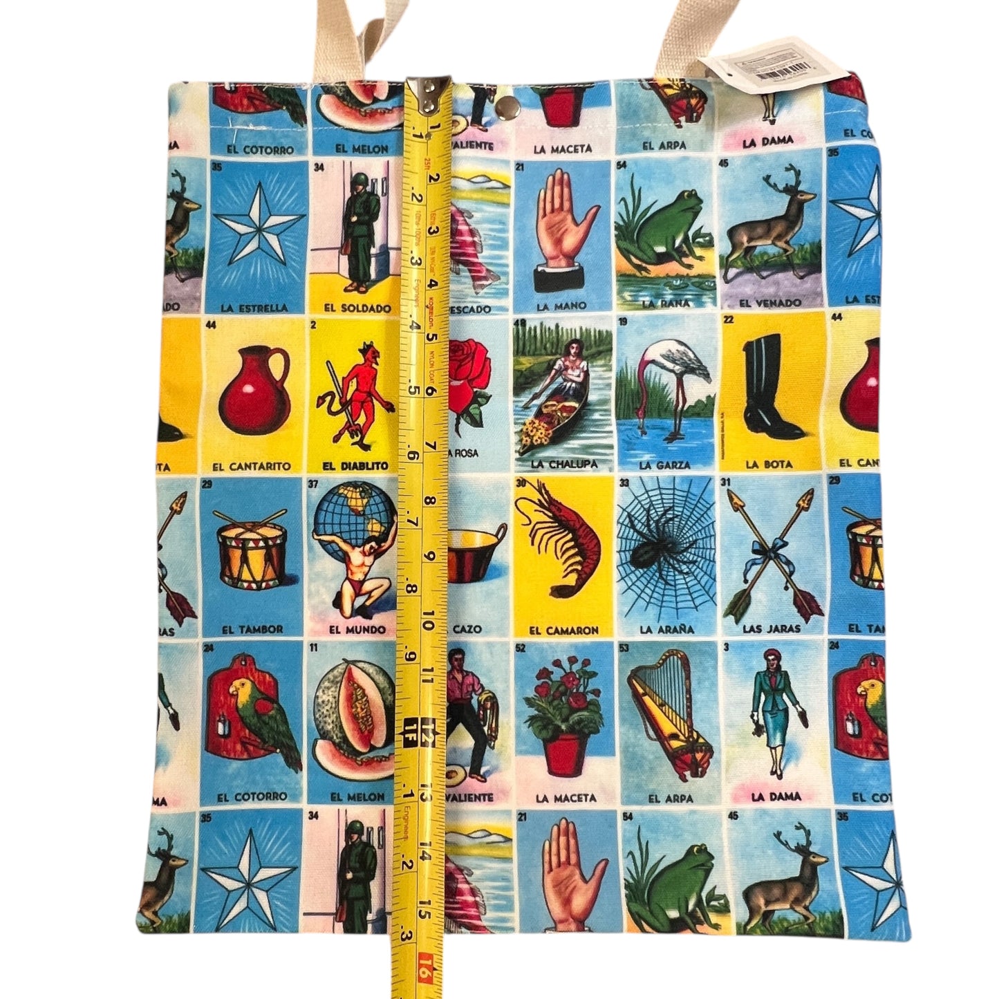 Colorful Lotería Print Tote Bag – Mexican Bingo Game Shoulder Bag 15x13