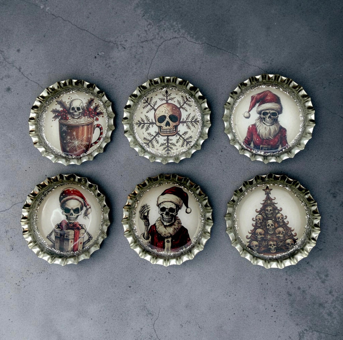 Gothic Christmas Skull Magnets