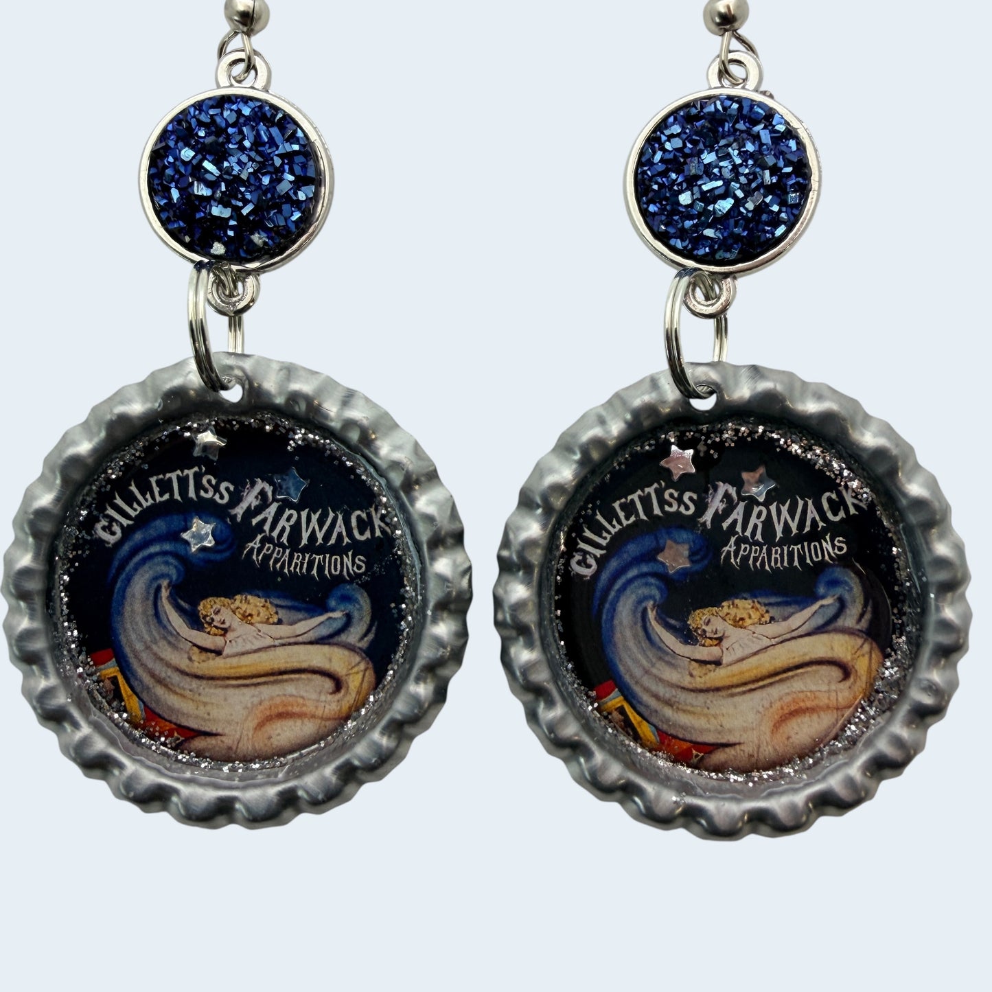 Gothic Circus Bottle Cap Earrings