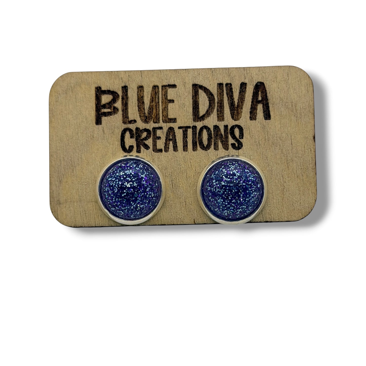 Blue & Purple Glitter Stud 12mmEarrings