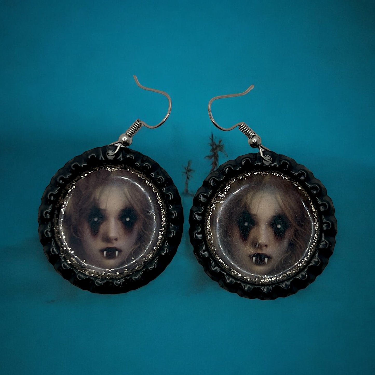 Vampire Girl Doll Face Earrings