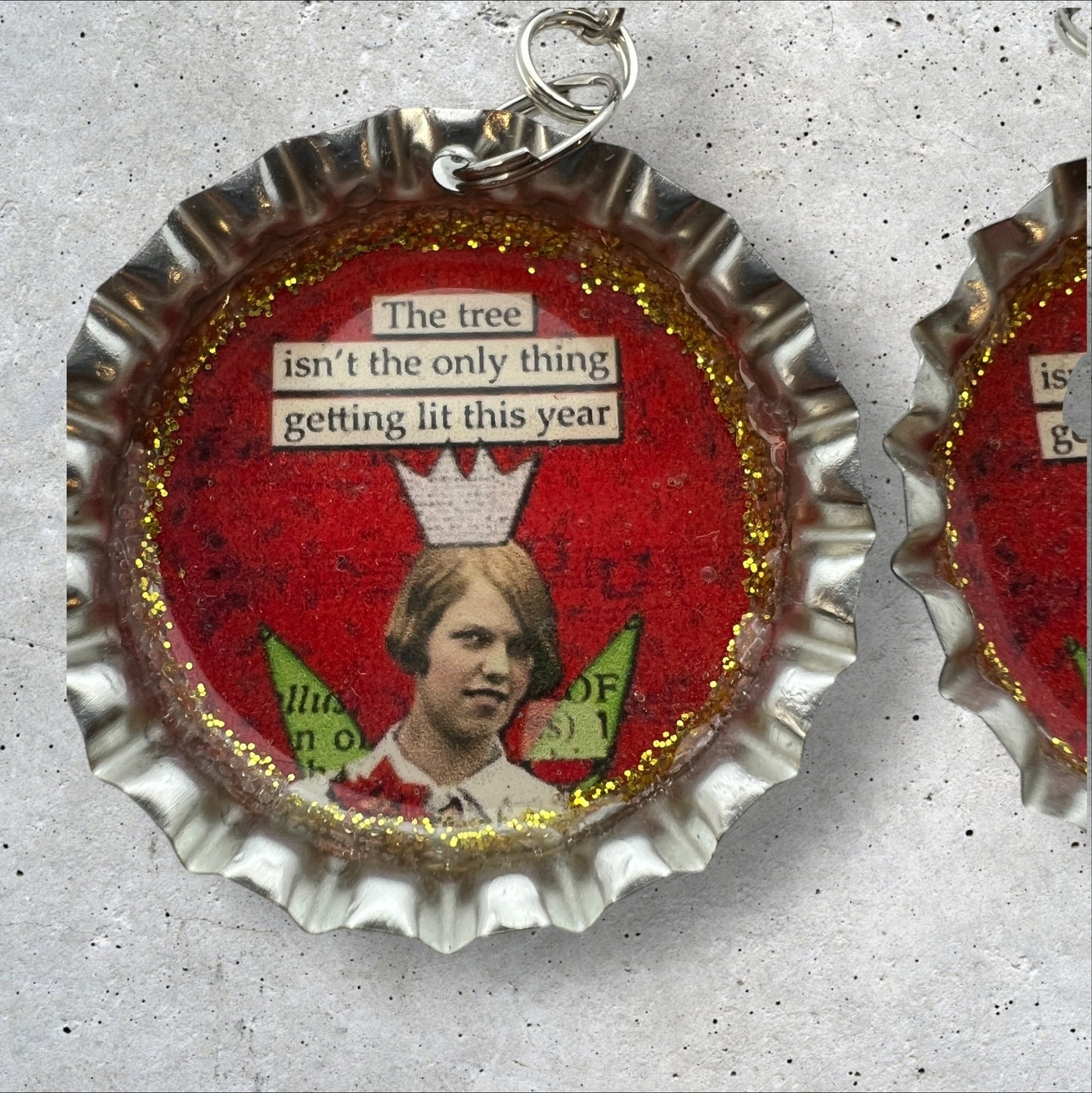 Funny “Get Lit” Quote Bottle Cap Earrings