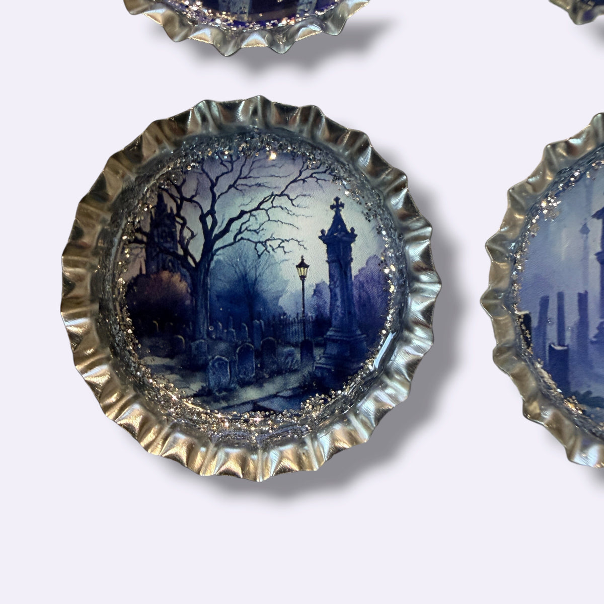 Gothic Cemetery Bottle Cap Magnets