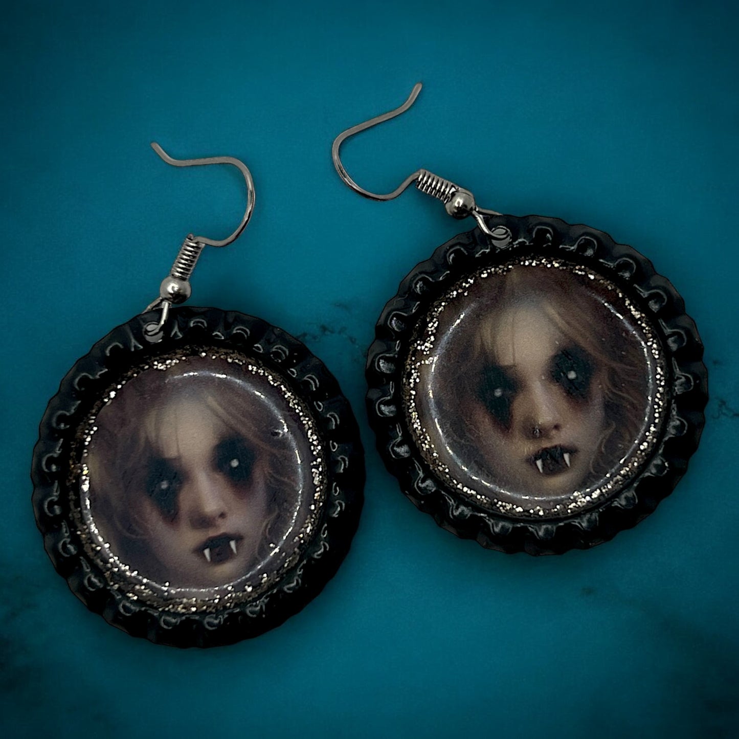 Vampire Girl Doll Face Earrings